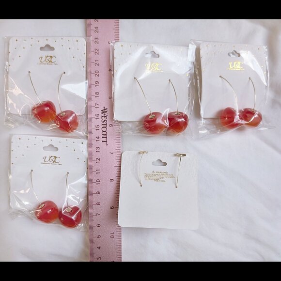 Cute Light or Dark CHERRY 2 Inch Dangle Earrings - New In Package - Picture 3 of 3